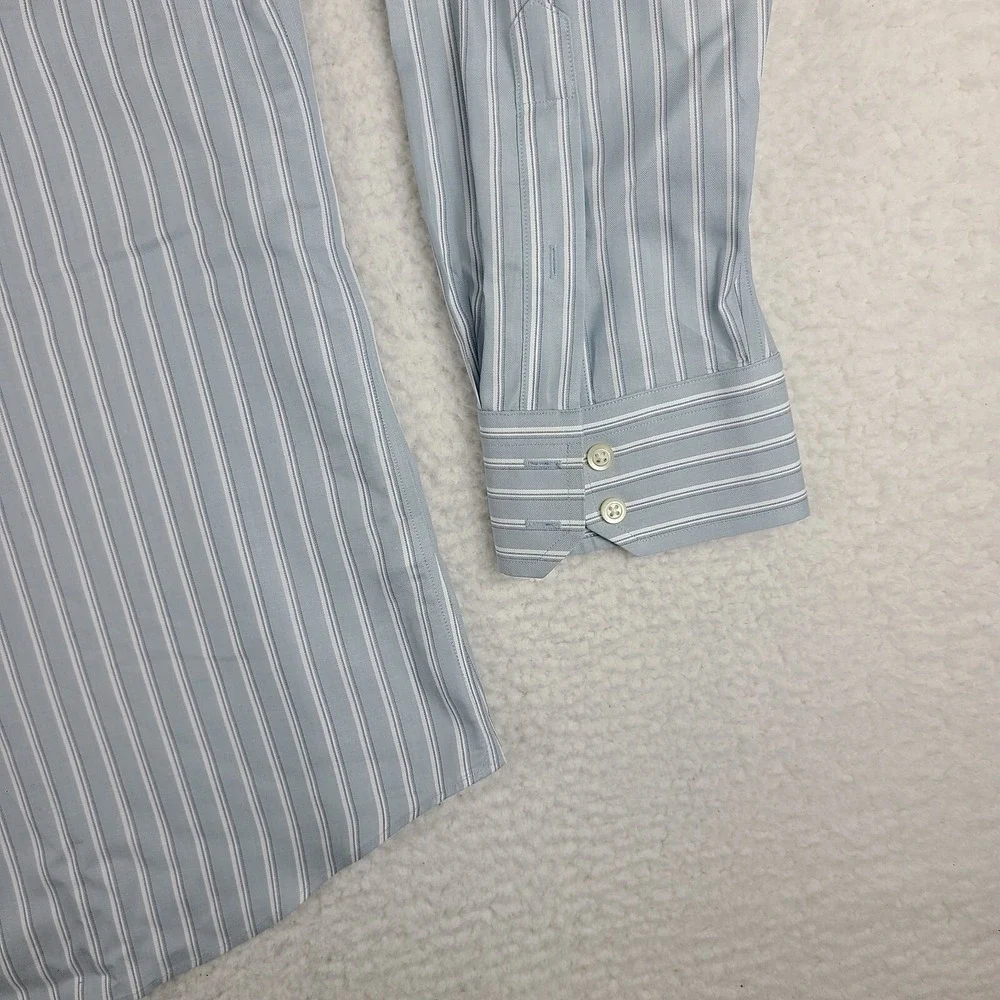 Banana Republic‎ Shirt Mens XL Blu-ish Gray Striped Non Iron Dress Button Up *